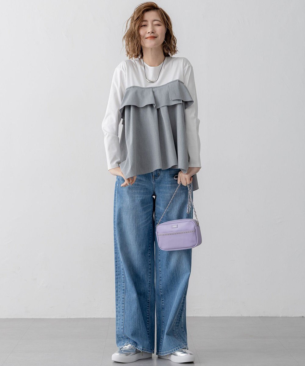 23区 【RED CARD TOKYO×23区/VERY3月号掲載】デニム ライン ワイドパンツ 