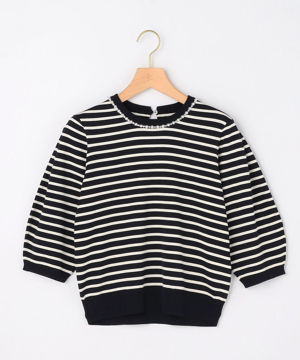 組曲 S 【先行予約・WEB限定】クリアストレッチビジューレーン6分袖 ニット 