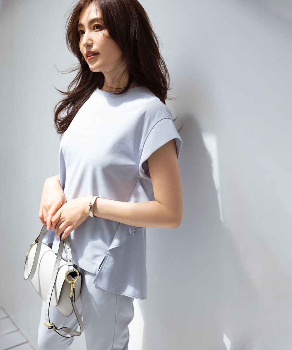 組曲 S 【接触冷感・UVケア】ライトアムンゼンジャージー フリルブラウス 