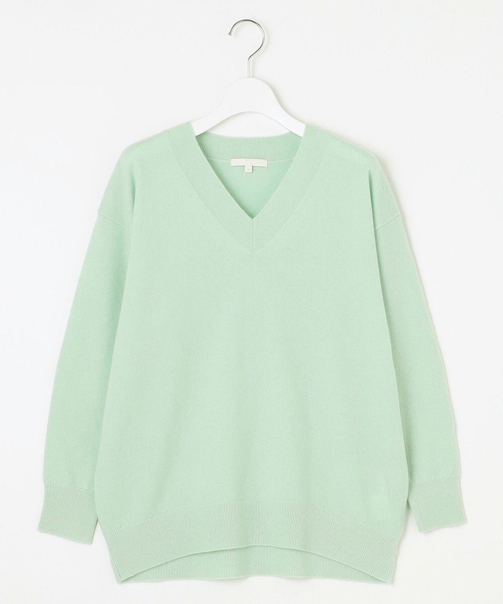 自由区 L 【洗える】ピュアカシミヤVネック ニット 
