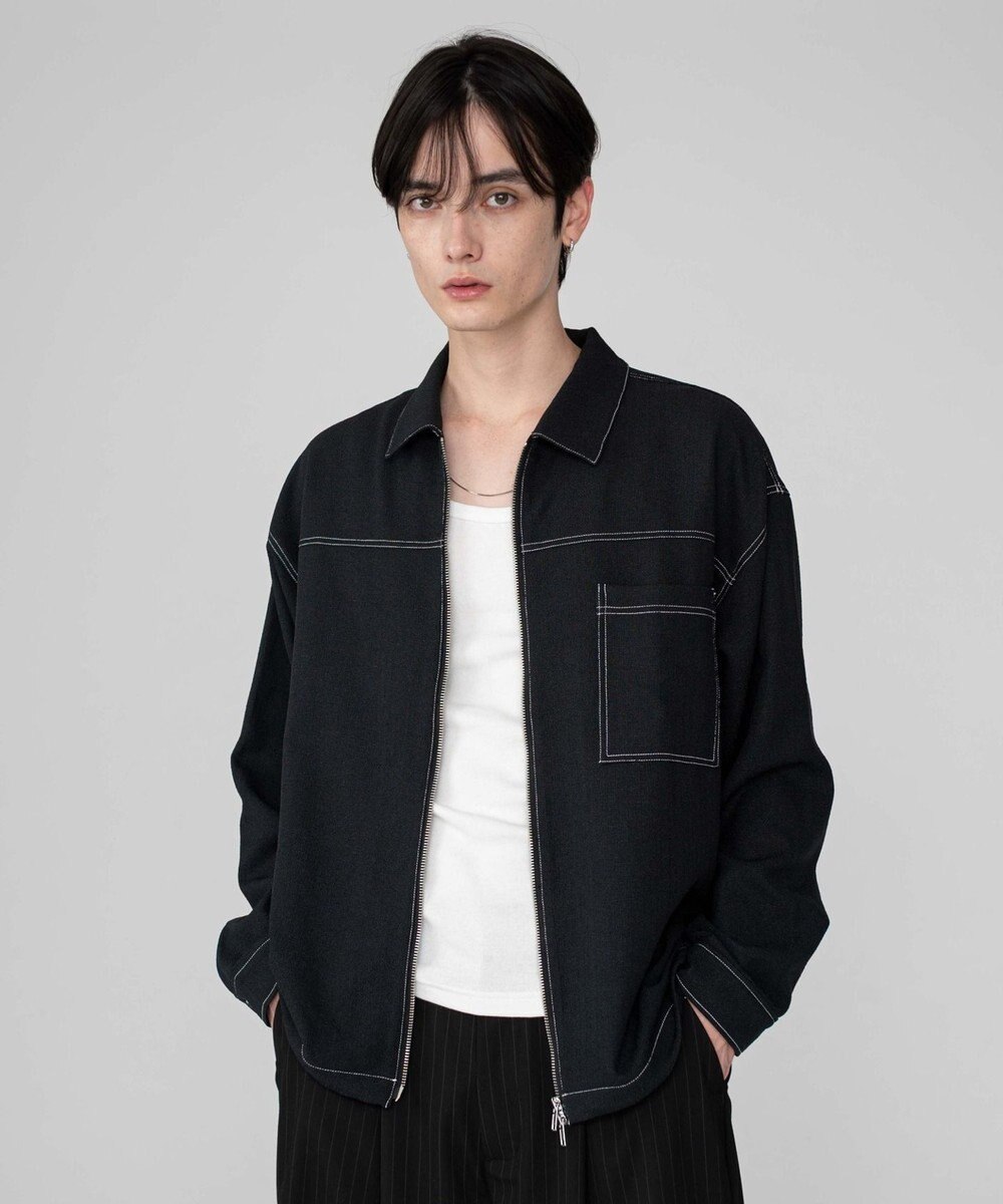 WEGO 【ユニセックス着用ITEM/MLサイズ展開】カラーステッチシャツジャケット 