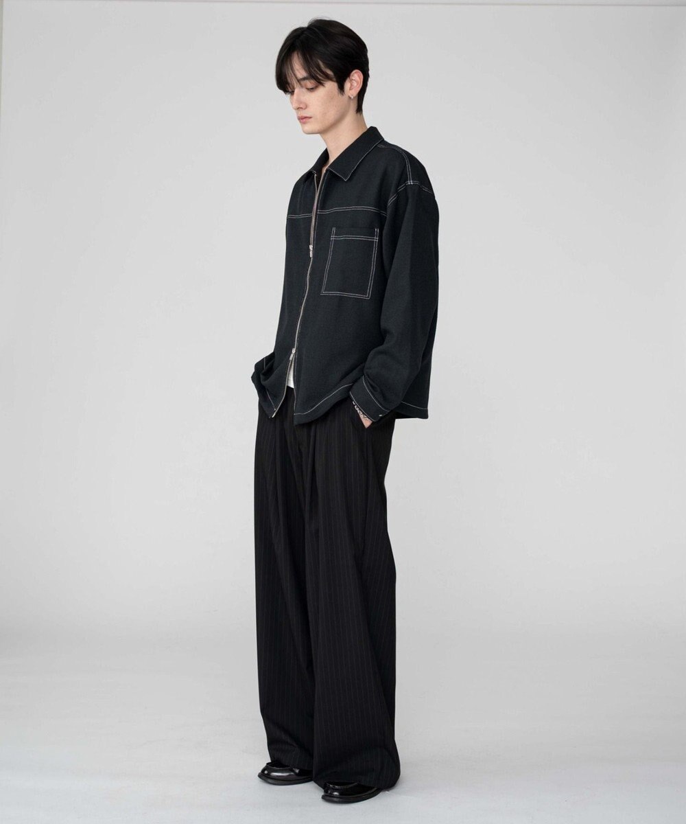 WEGO 【ユニセックス着用ITEM/MLサイズ展開】カラーステッチシャツジャケット 