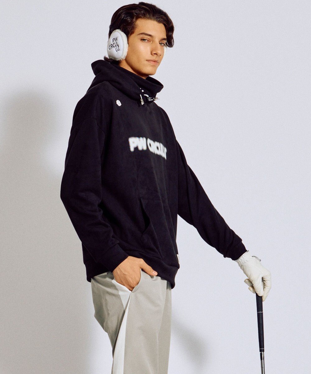 PW CIRCULUS 2025 NEW！【手洗い洗濯可】【MEN】キャットグラフィック スエードライク デタッチャブルフーディ ゴルフ 