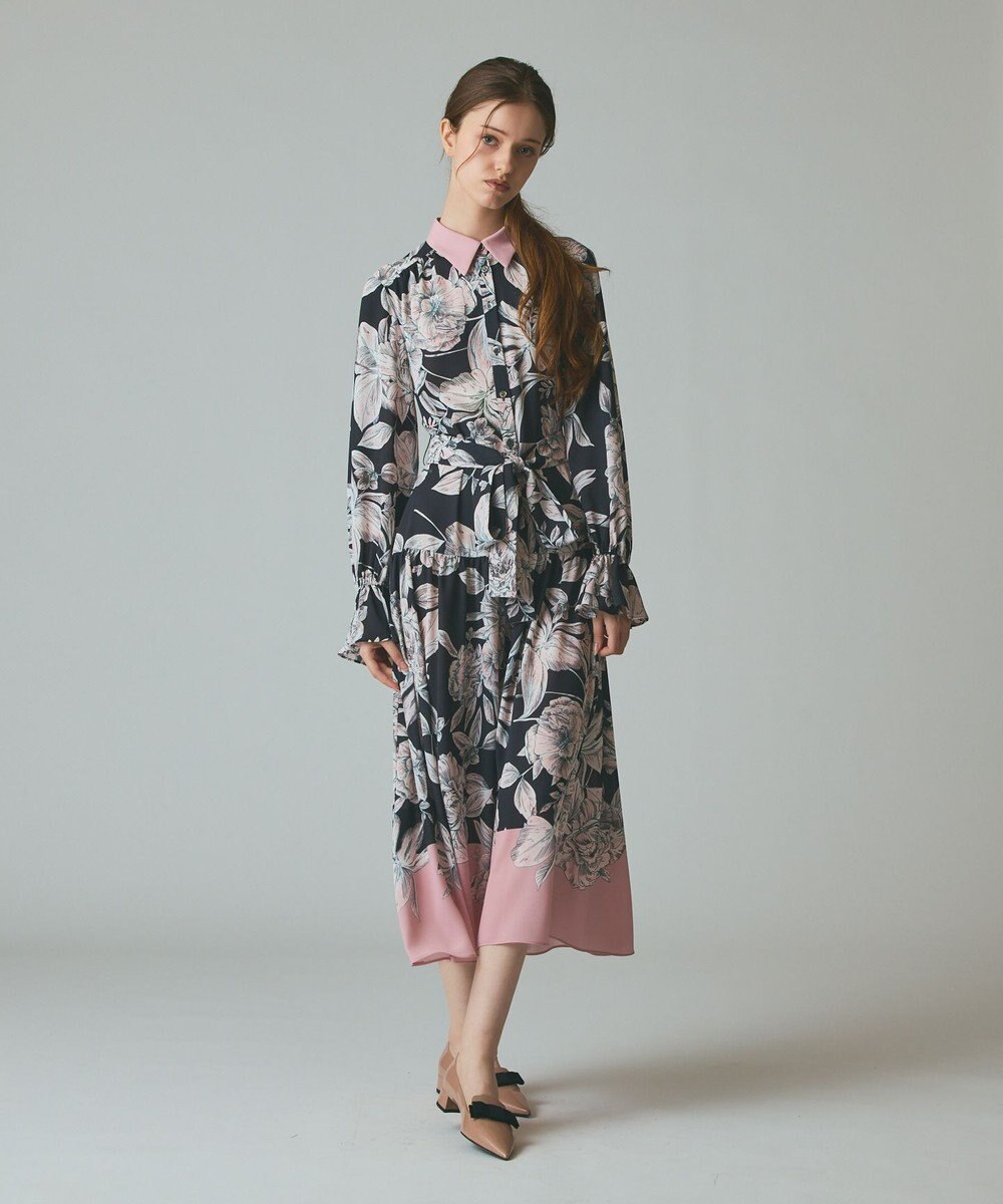 GRACE CONTINENTAL ボタニカルドレープワンピース 