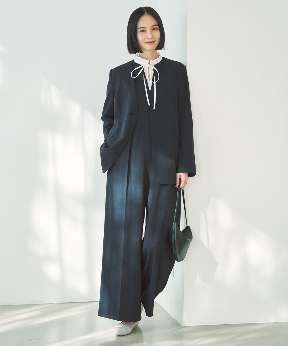 UNFILO コットンブロード フリルネックシャツ 