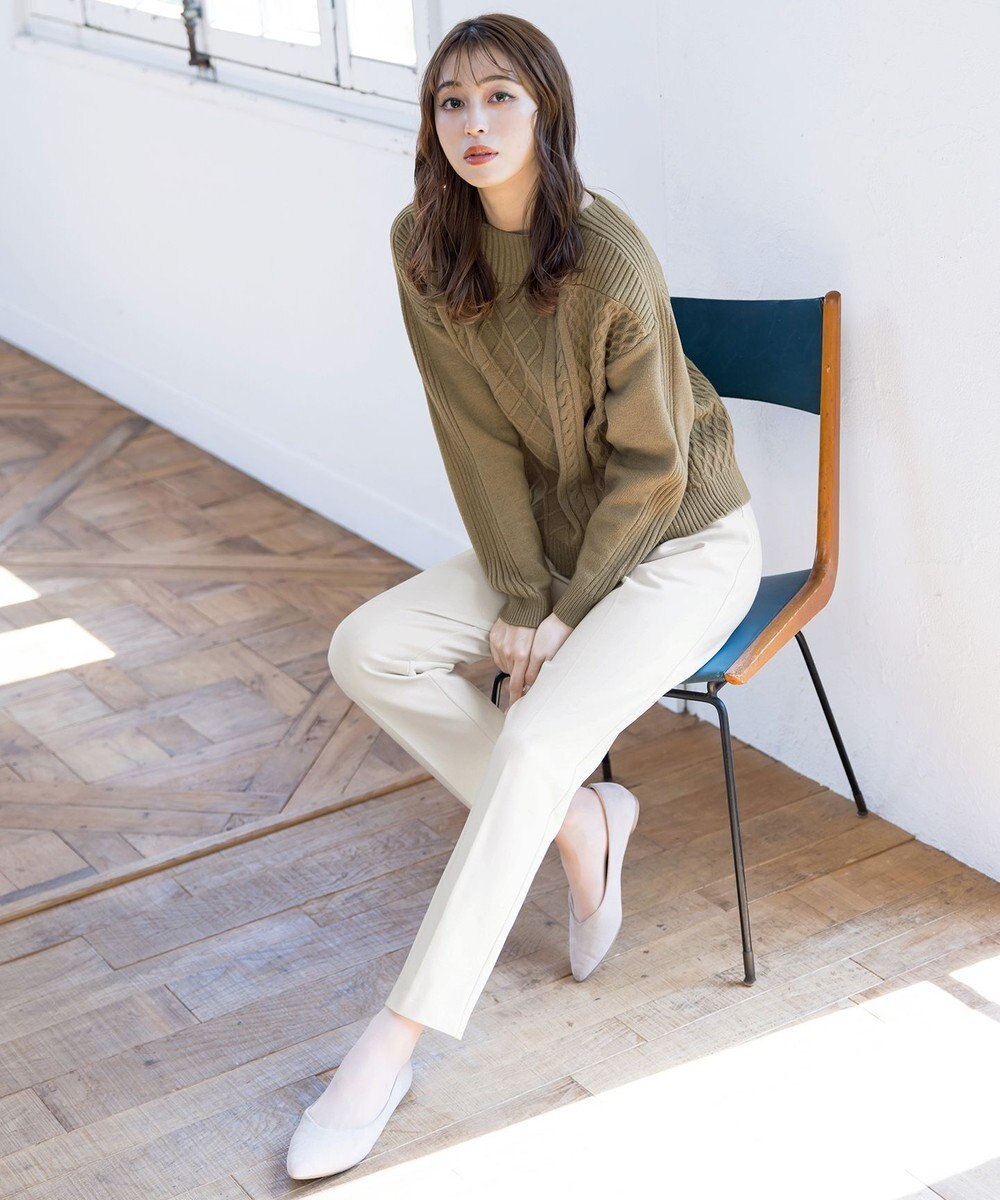 Tiaclasse 【洗える】ケーブル編みドルマンニットトップス 