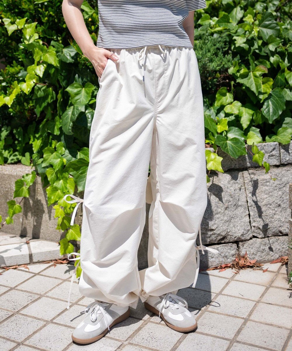 WEGO 【ウエストゴム】サイドリボンパラシュートパンツ 
