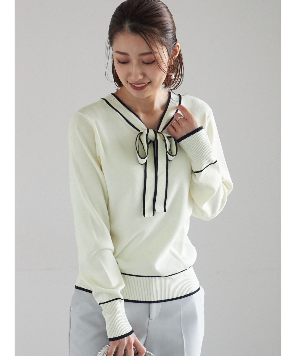 Te chichi 前後2WAYボウタイニットプルオーバー 