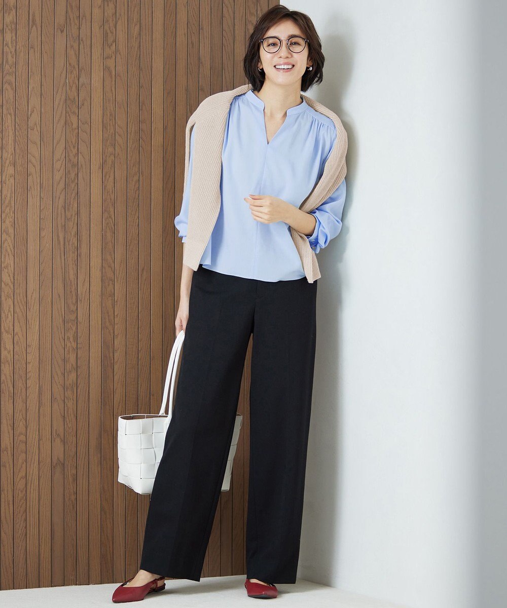 自由区 L 【カタログ掲載・WEB限定カラーあり・洗える】リネンミドルゲージボートネック ニット 