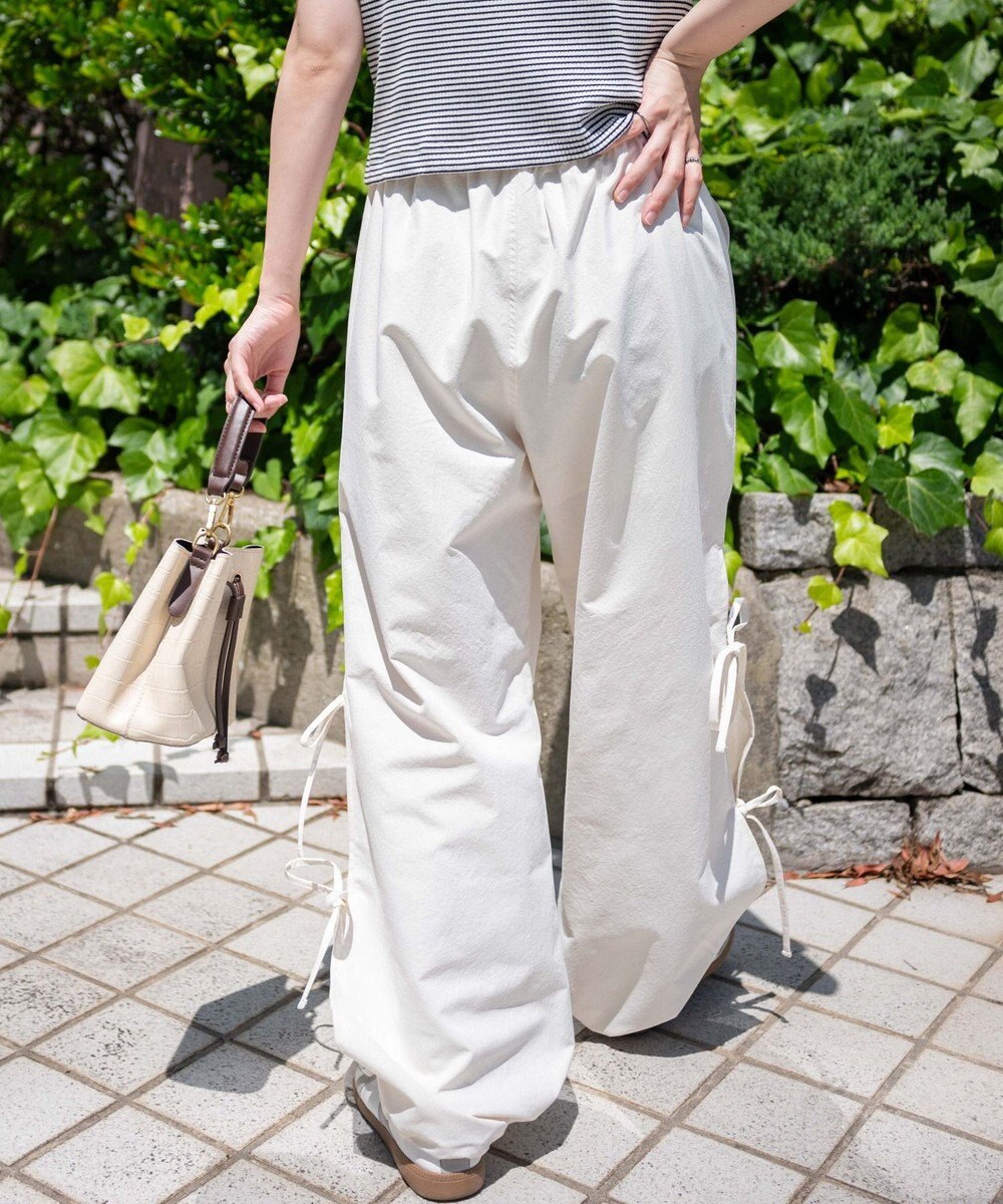 WEGO 【ウエストゴム】サイドリボンパラシュートパンツ 