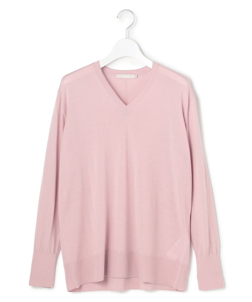 ICB L 【洗える】コンパクトファインウール Vネックニット 