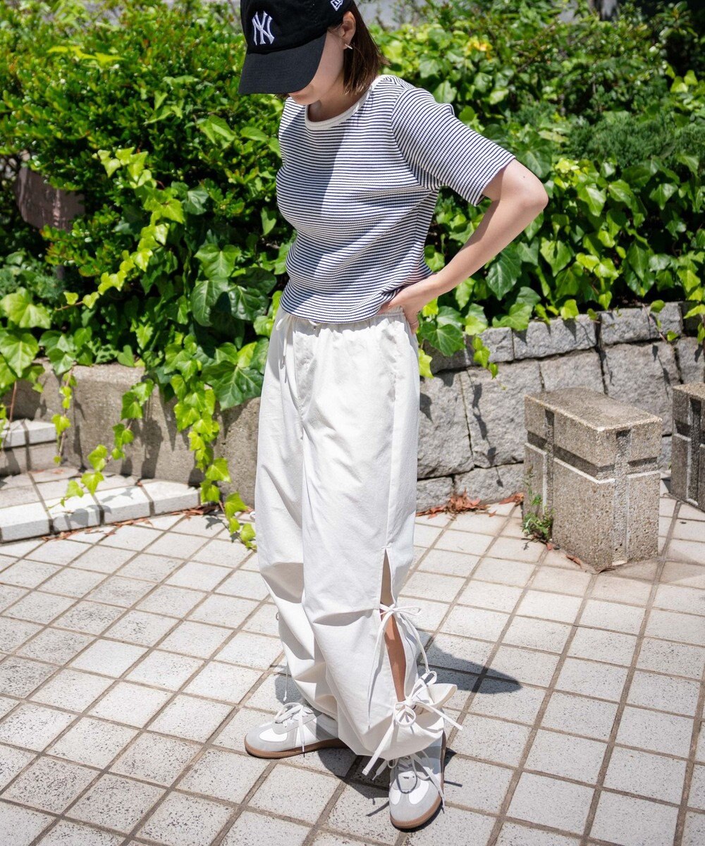 WEGO 【ウエストゴム】サイドリボンパラシュートパンツ 