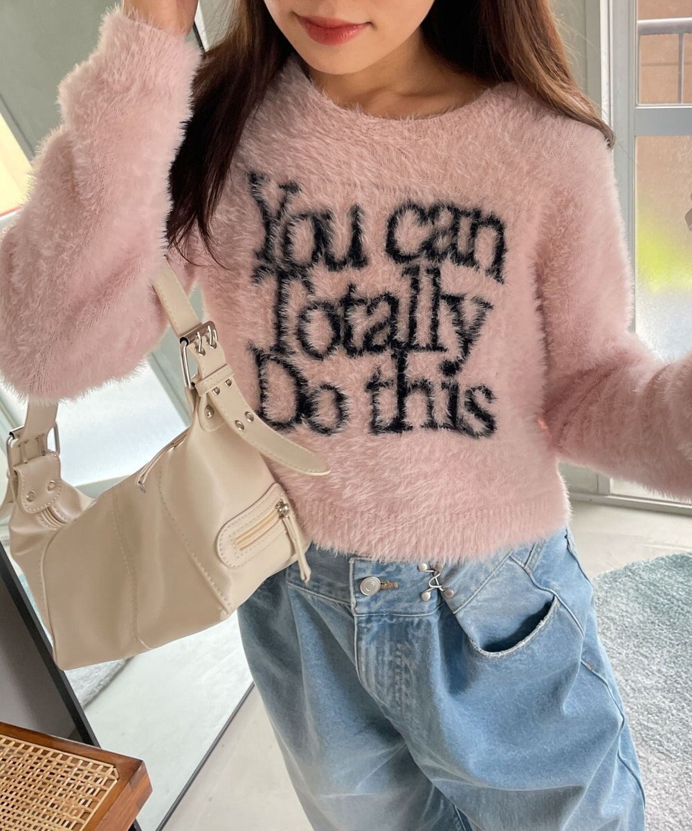 WEGO シャギーロゴコンパクトニット 