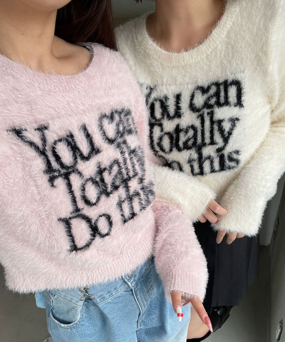 WEGO シャギーロゴコンパクトニット 