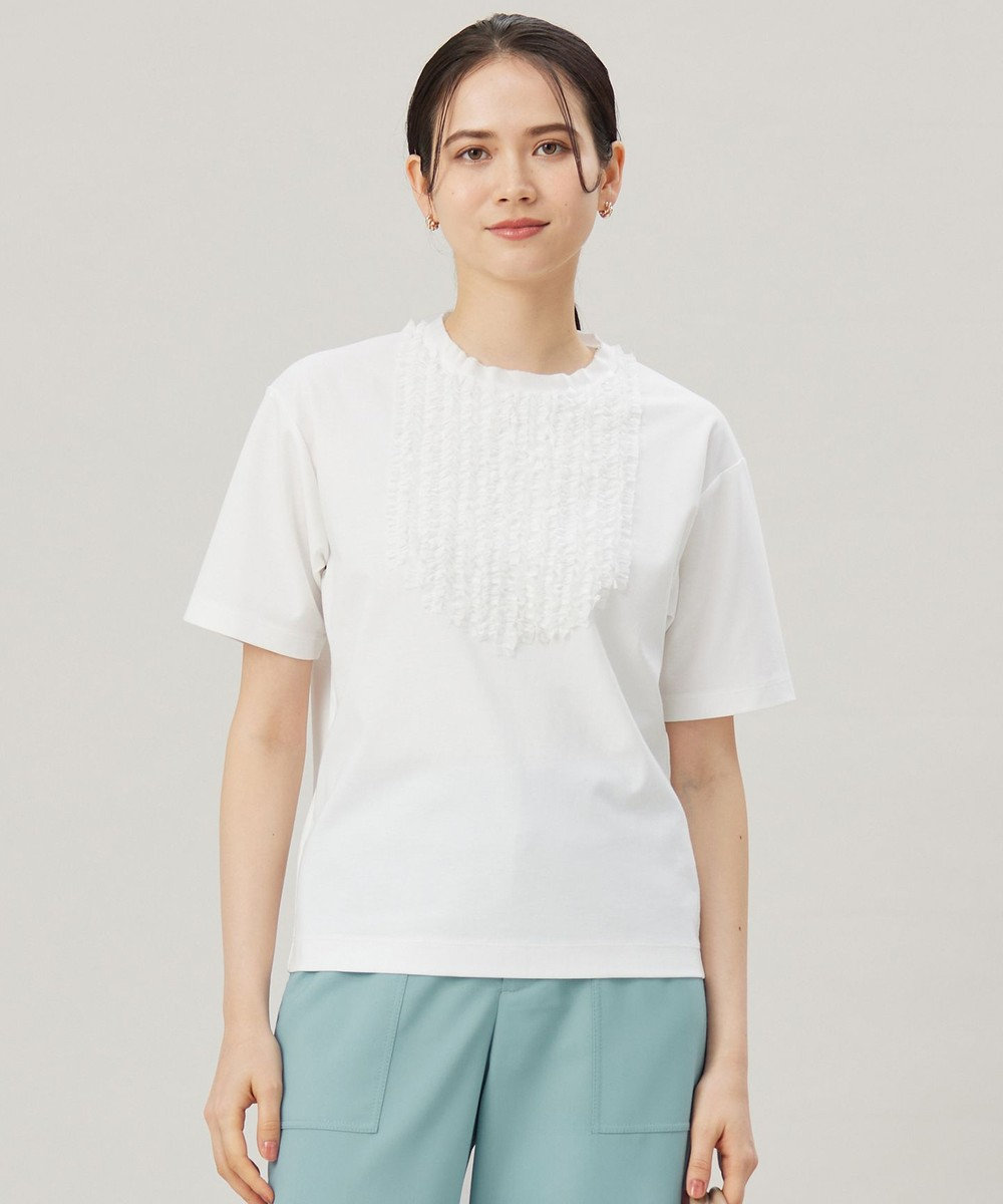 自由区 L 【接触冷感・UVカット・洗える】ベビーフリル Tシャツ 