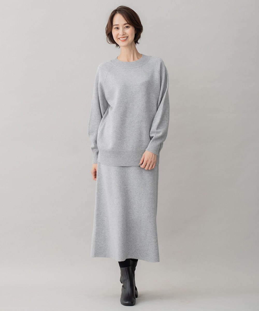 自由区 L 【洗える】ウールカシミヤブレンド ボートネックプルオーバー 