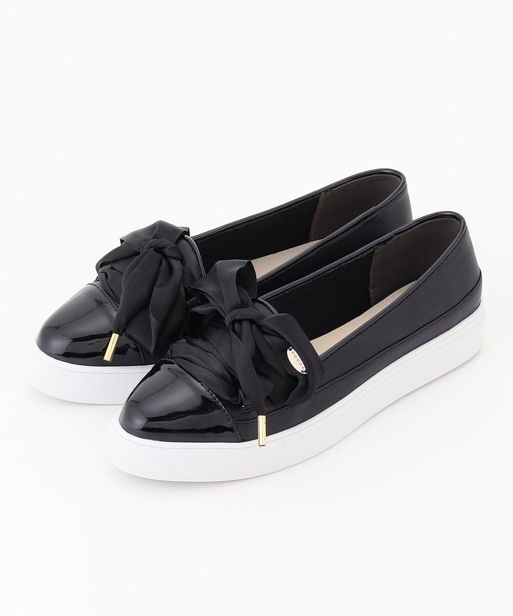 LACE UP SLIPON SNEAKERS スニーカー, ブラック（レース）系, 35