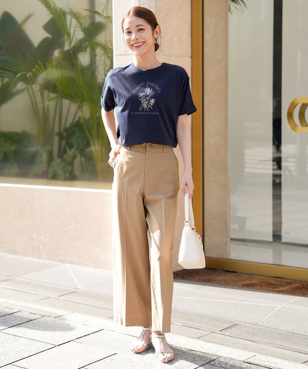 ANY SIS フラワープリント ロゴＴシャツ 