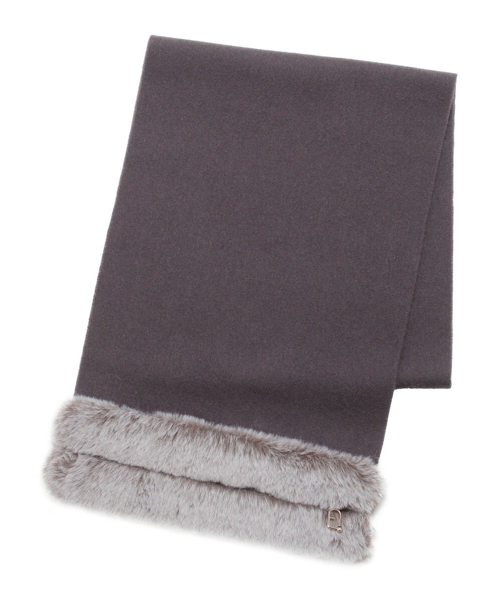 MOONBAT 【WEB限定】FURLA ウール100％×スノートップファーマフラー チャーム付き 