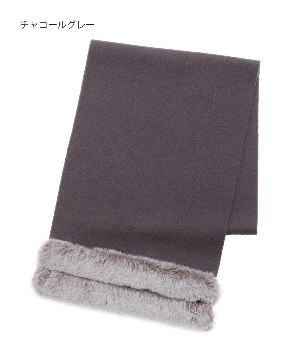 MOONBAT 【WEB限定】FURLA ウール100％×スノートップファーマフラー チャーム付き 