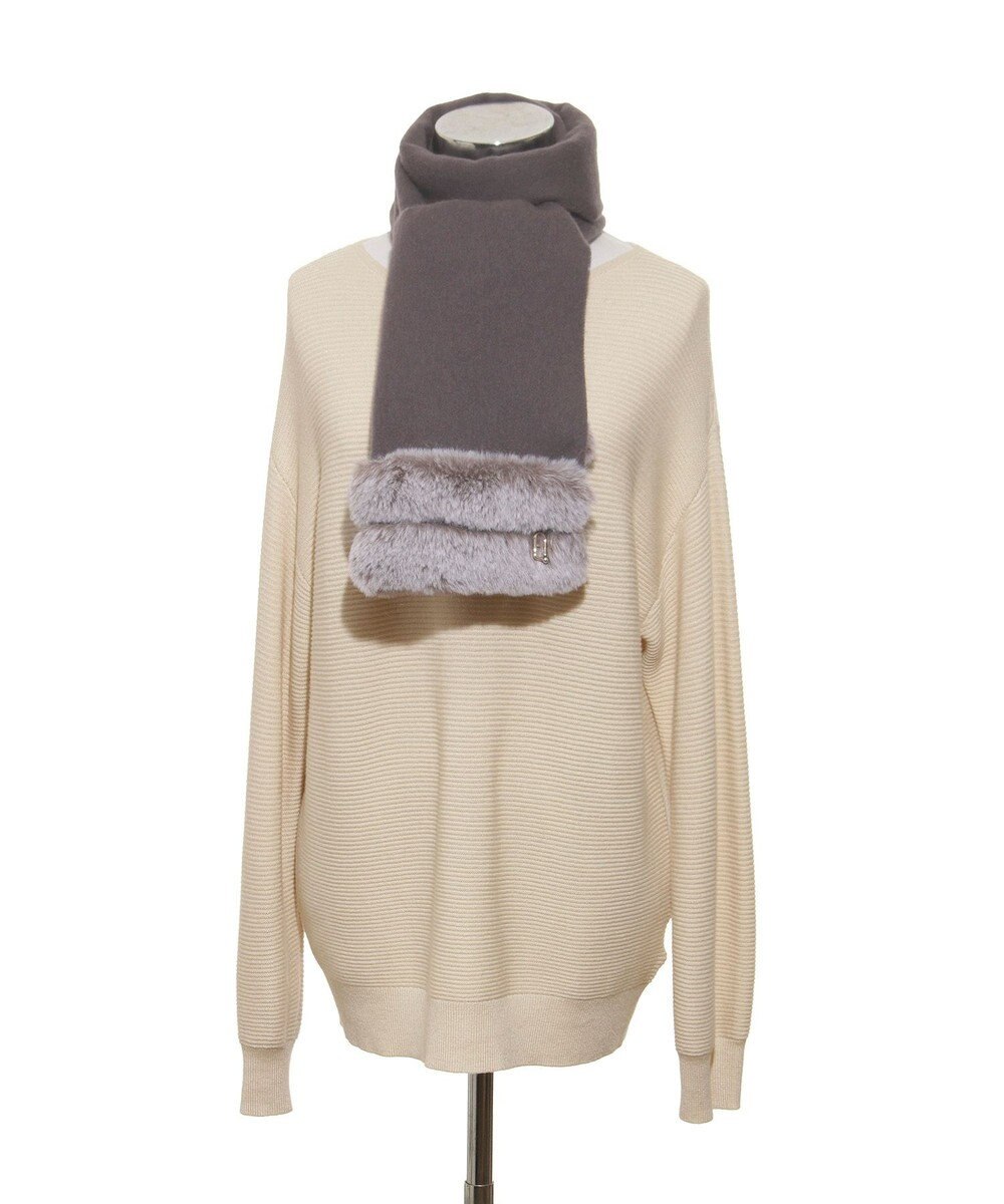 MOONBAT 【WEB限定】FURLA ウール100％×スノートップファーマフラー チャーム付き 