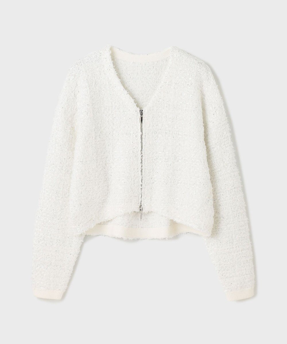 GRACE CONTINENTAL ツイードニットzipカーディガン 