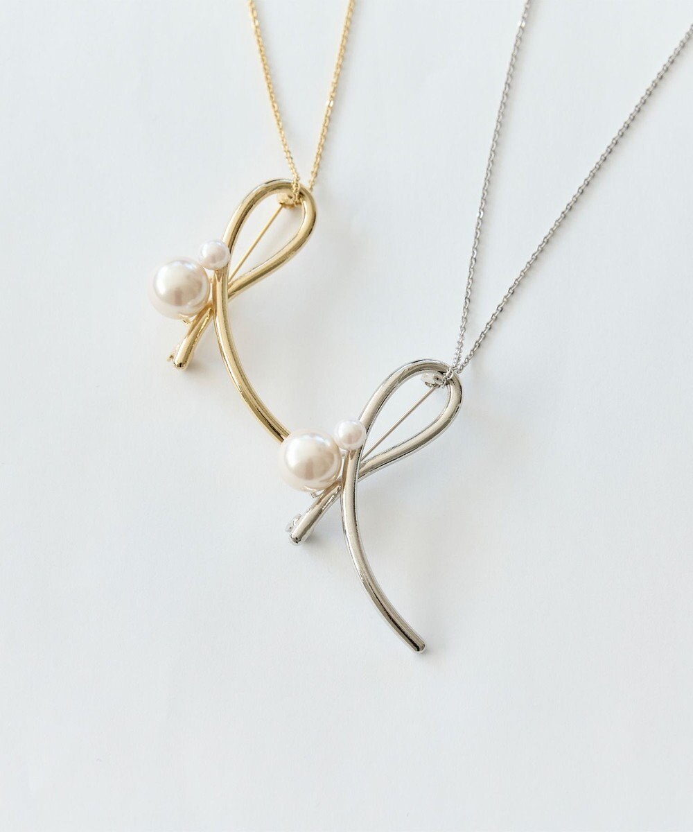 Phoebe 2wayクロスメタルパールブローチネックレス　ゴールド　セレモニー/入卒/式典 