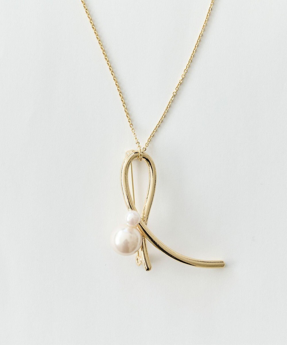 Phoebe 2wayクロスメタルパールブローチネックレス　ゴールド　セレモニー/入卒/式典 