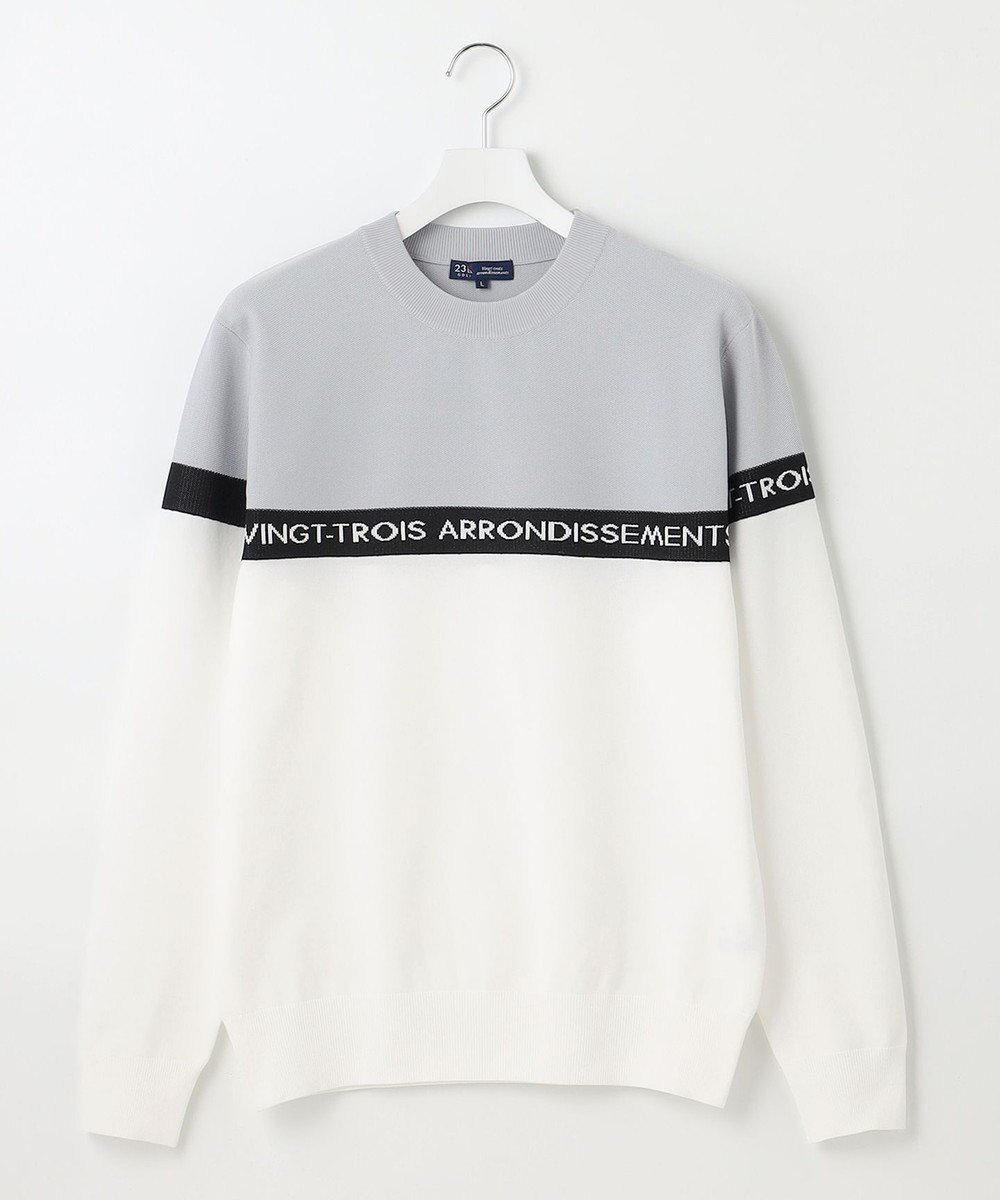 23区GOLF 【MEN】【ウォッシャブル】ロゴライン カラーニット 