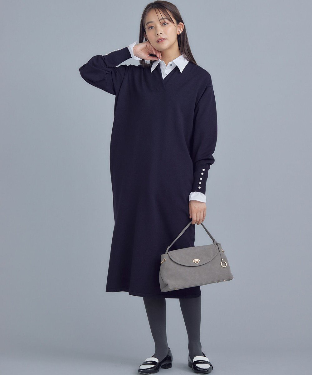 組曲 S コンパクトシャーティング フレア袖シャツ 