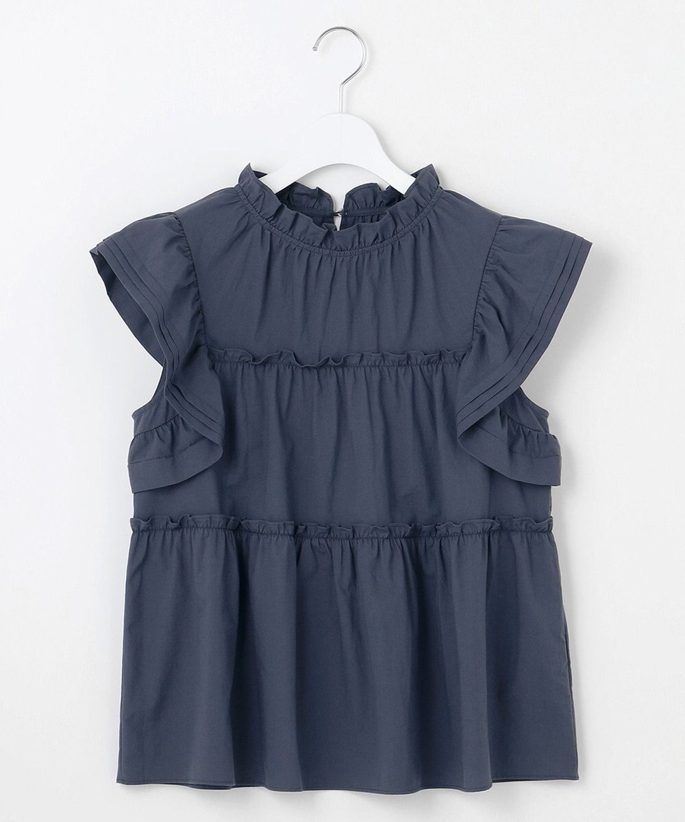 Feroux 【洗える】ペプラムシルエットフリルブラウス 