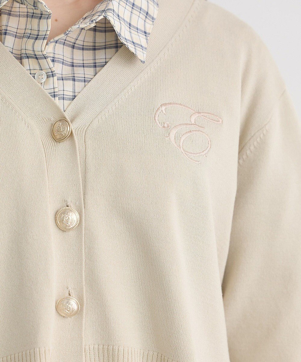 earth music&ecology ロゴ刺繍カーディガン 