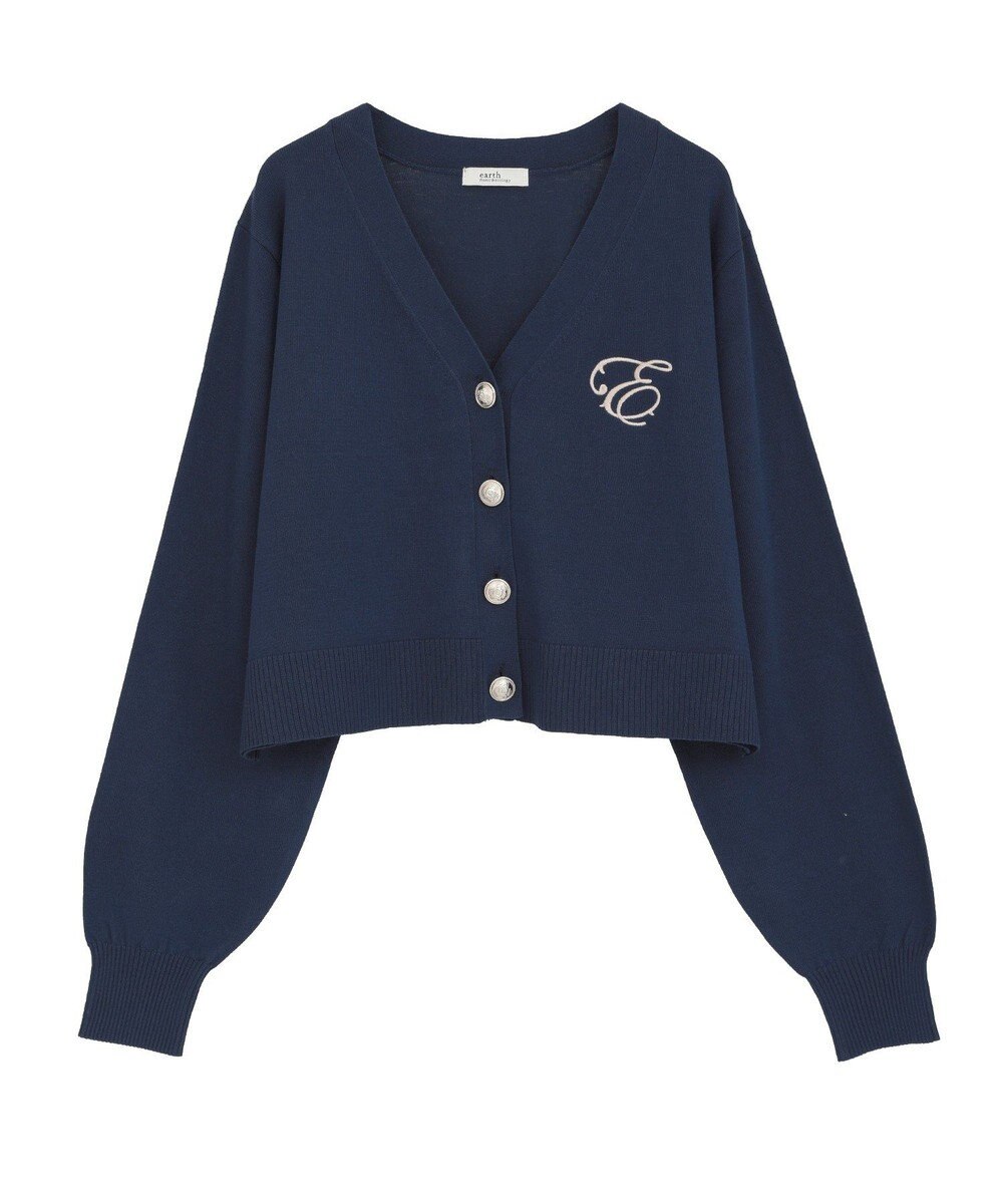 earth music&ecology ロゴ刺繍カーディガン 