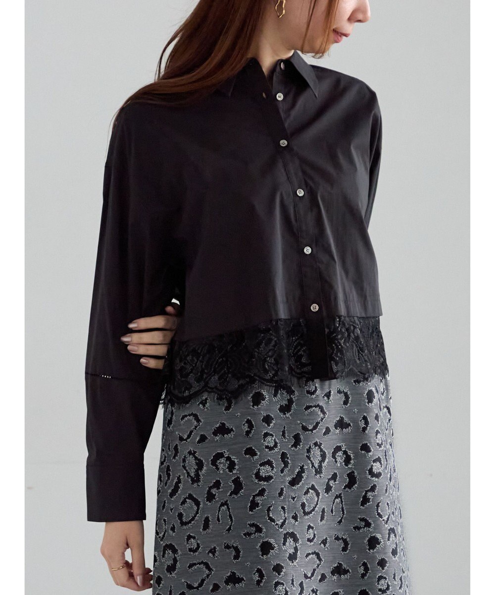 Te chichi スカラップレース切替シャツブラウス 