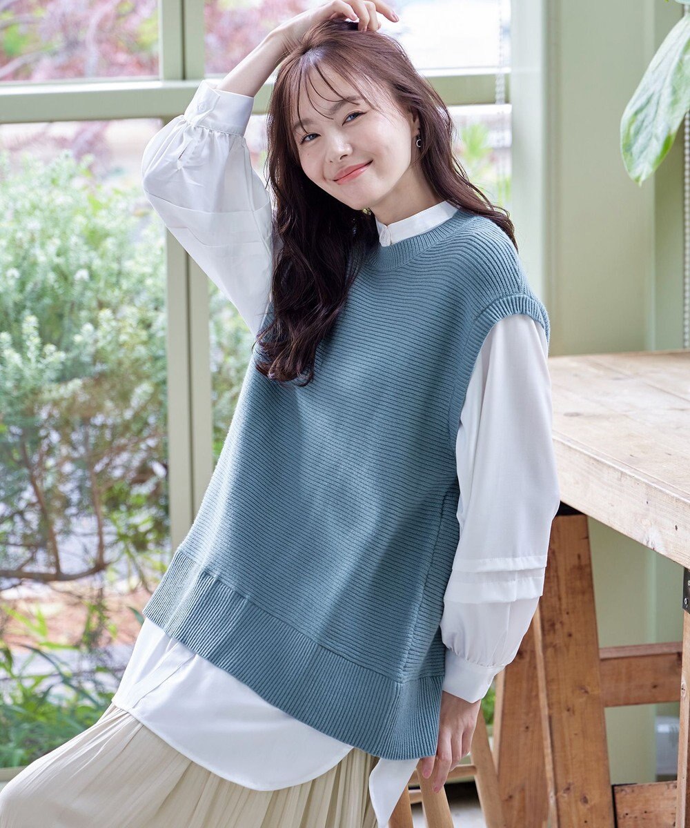 Tiaclasse L 【新色追加・2way・洗える】シャツドッキングニットベスト 