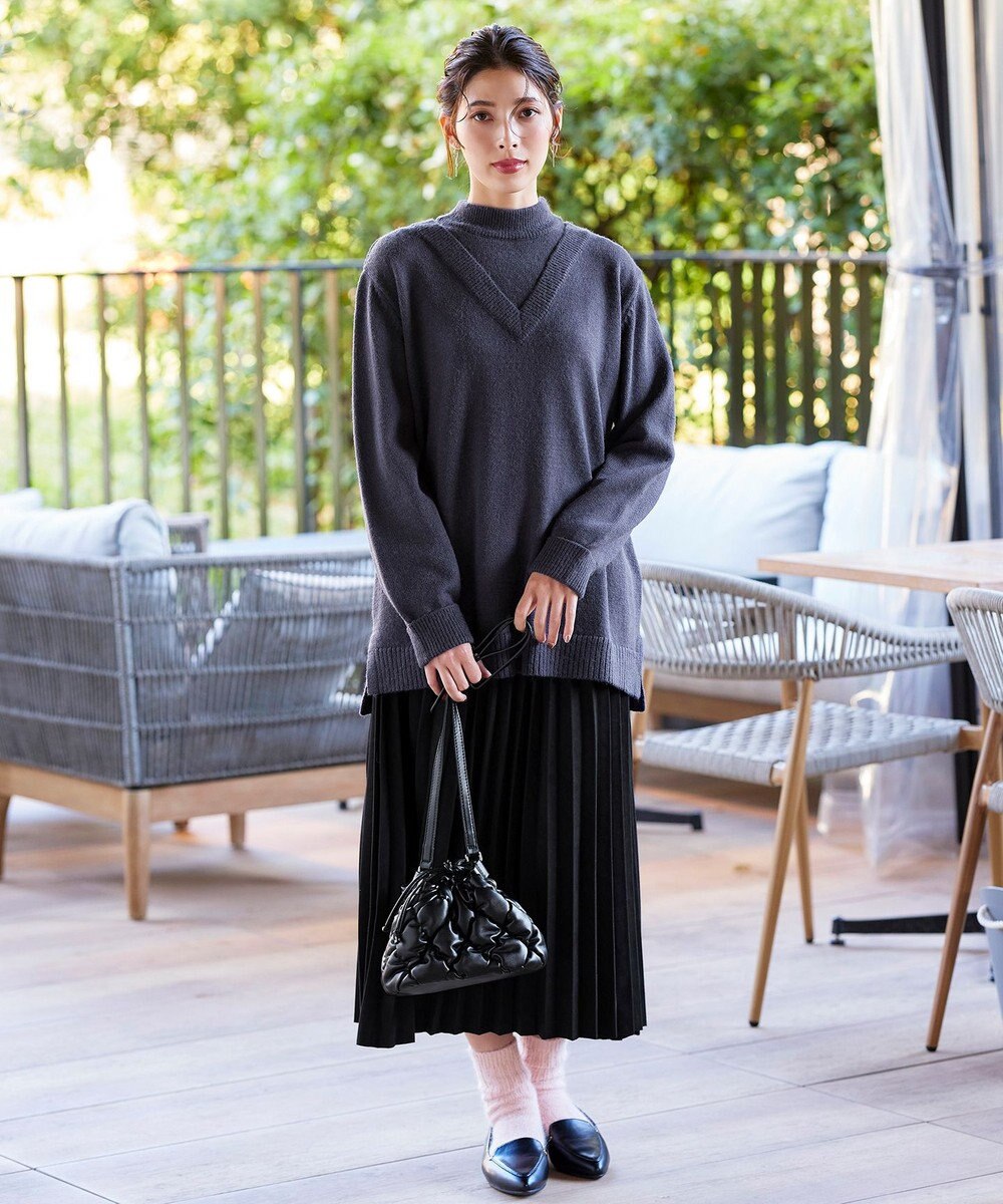 Tiaclasse L 【洗える】重ね着風ニットトップス 