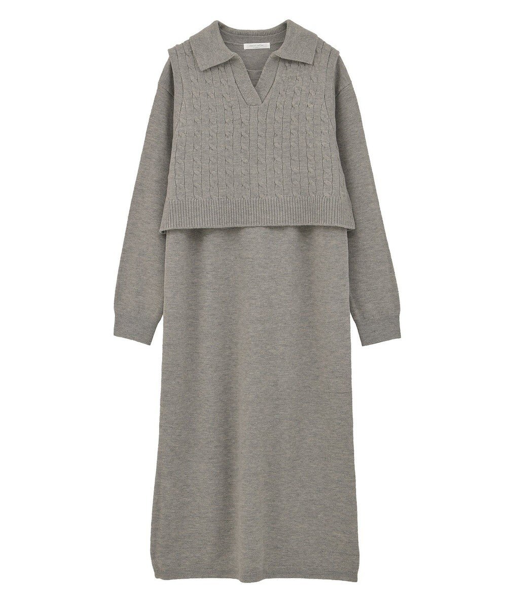 Green Parks ＳＥＴ２点ケーブルベスト＋ニットワンピース 