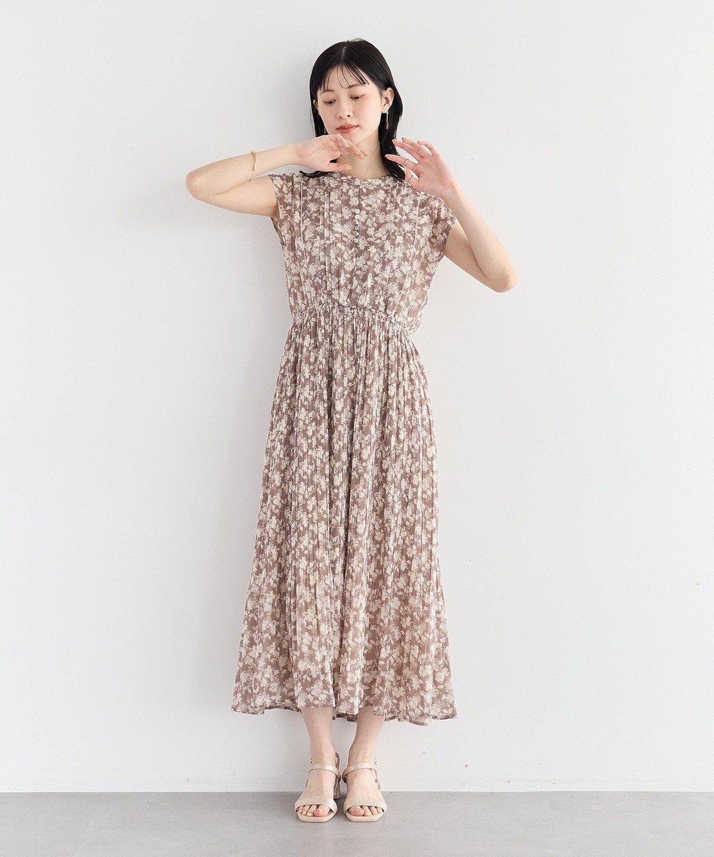 YECCA VECCA 花柄プリーツワンピース 