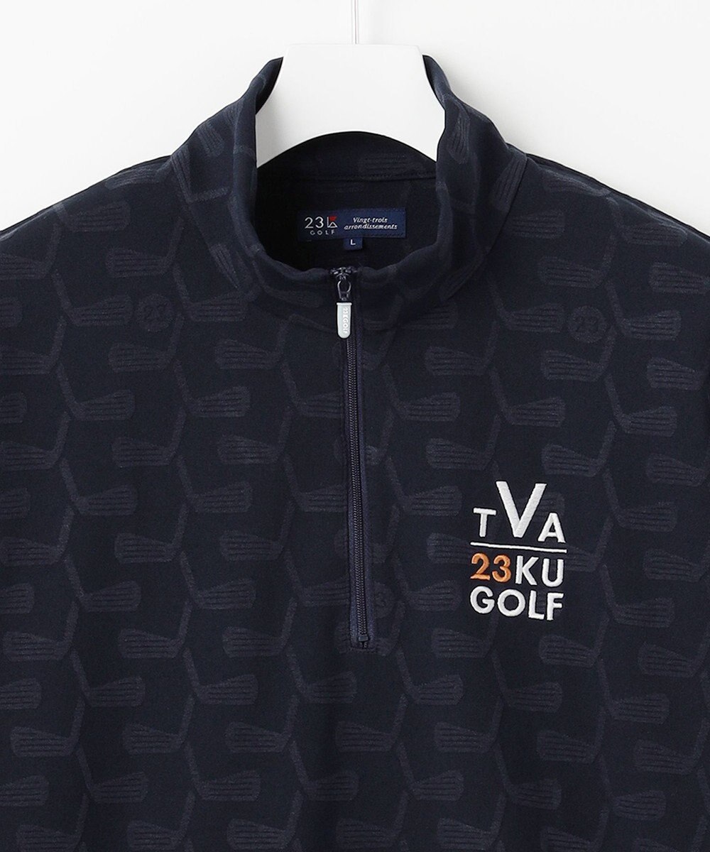 23区GOLF 【MEN/キングサイズ】【吸湿発熱】】クラブ柄 ハーフジップ 