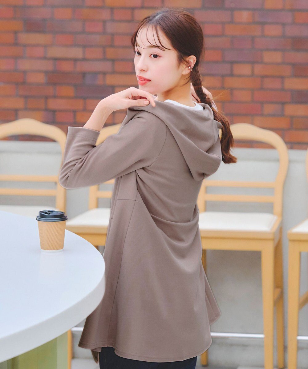 Tiaclasse L 【洗える】ポンチフードカーディガン 