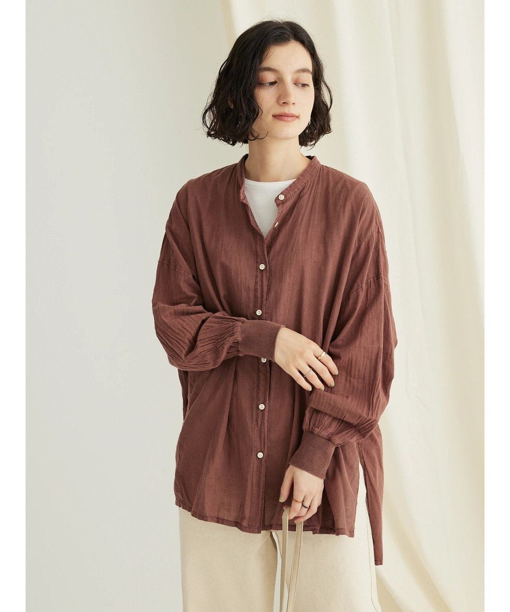 CRAFT STANDARD BOUTIQUE シアーボイルピグメント染めバンドカラーシャツ 