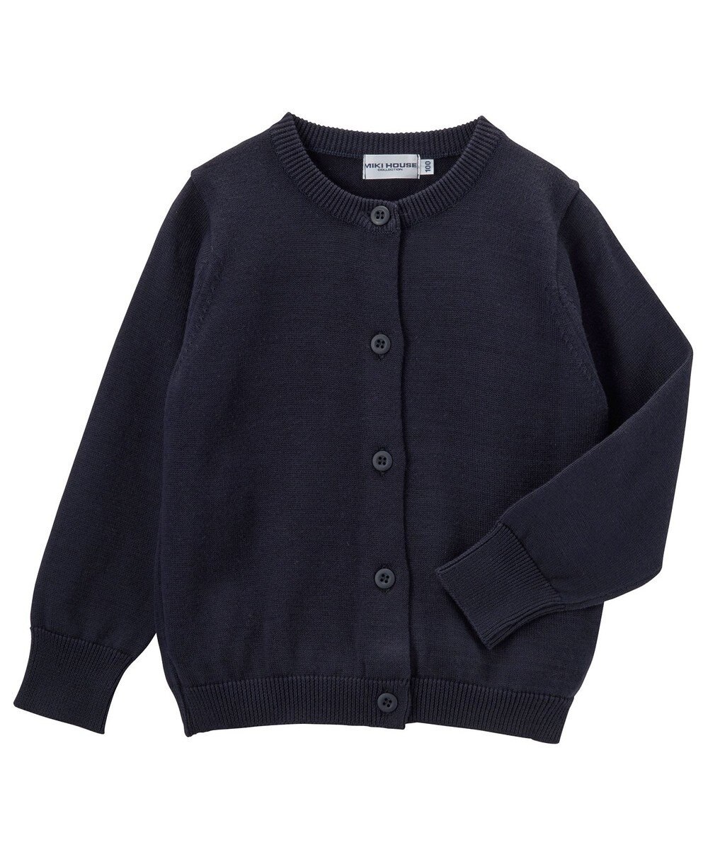 MIKI HOUSE HOT BISCUITS 【100-130cm】綿ニットクルーネックカーディガン(女の子用) 