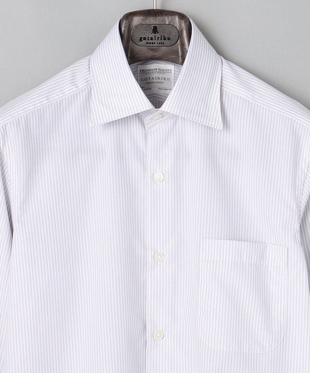 GOTAIRIKU 【形態安定】PREMIUMPLEATS_セミワイドカラー 通年ドレスシャツ（カラー ストライプ） 