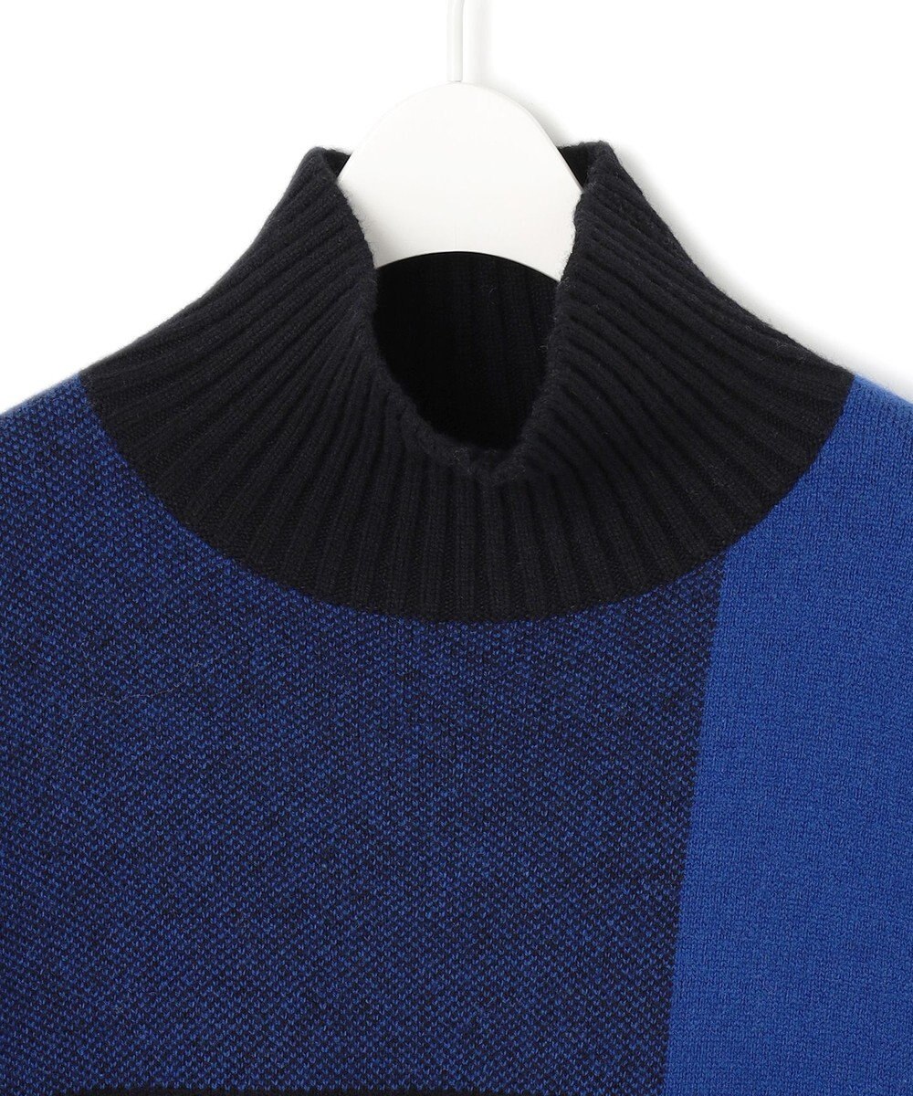 ICB 【洗える】ソフトカシミヤミックス ブロッキングハイネックニット 