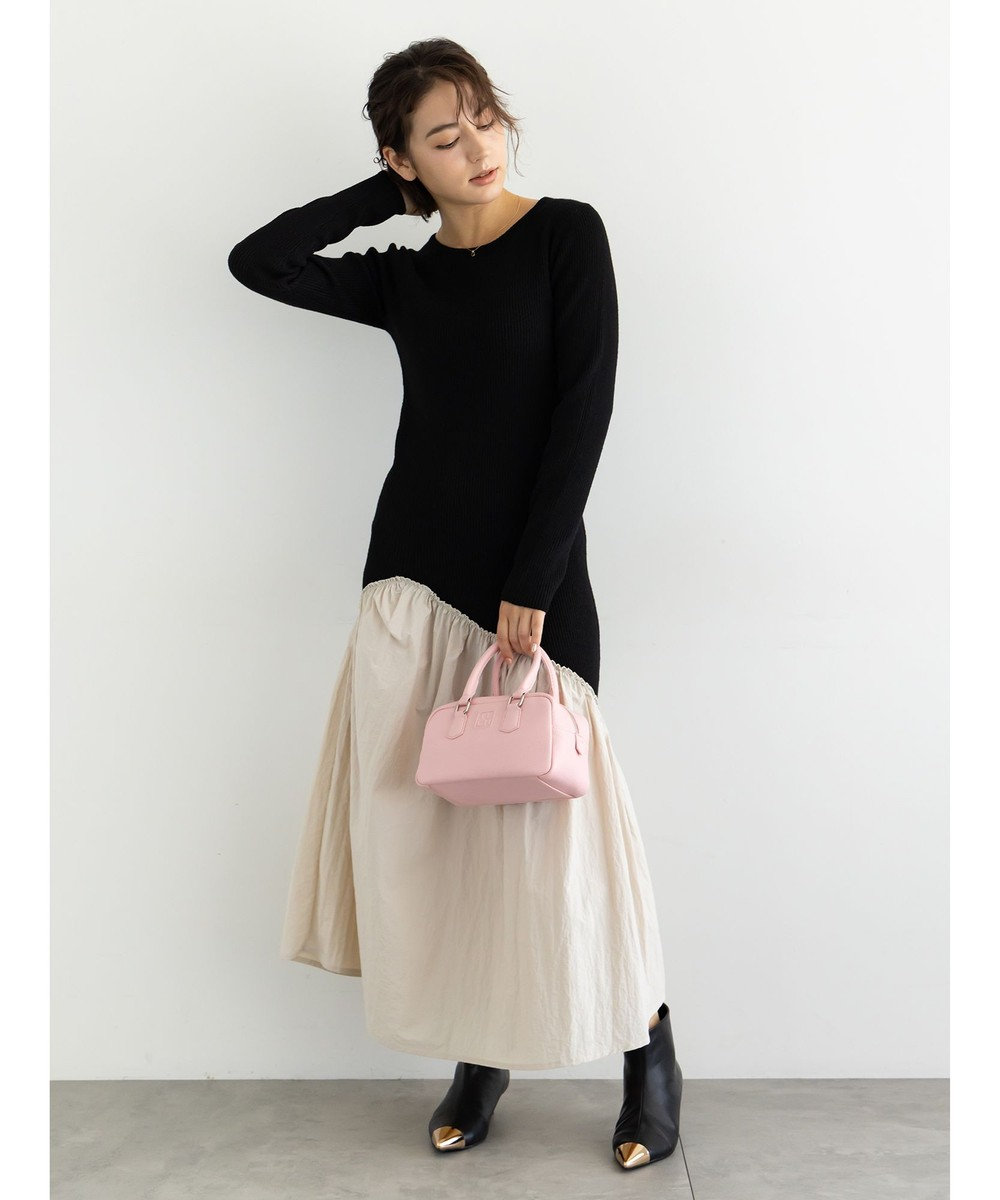 Te chichi 【宮本茉由着用】リブニットドッキングアシメワンピース 