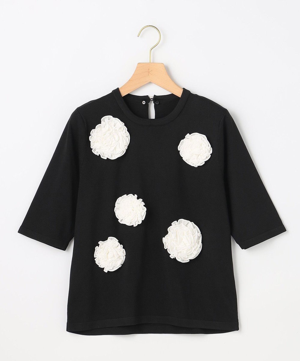 組曲 S 【組曲×setsuko sagittaire】ボンボンフラワー襟付き ニット 