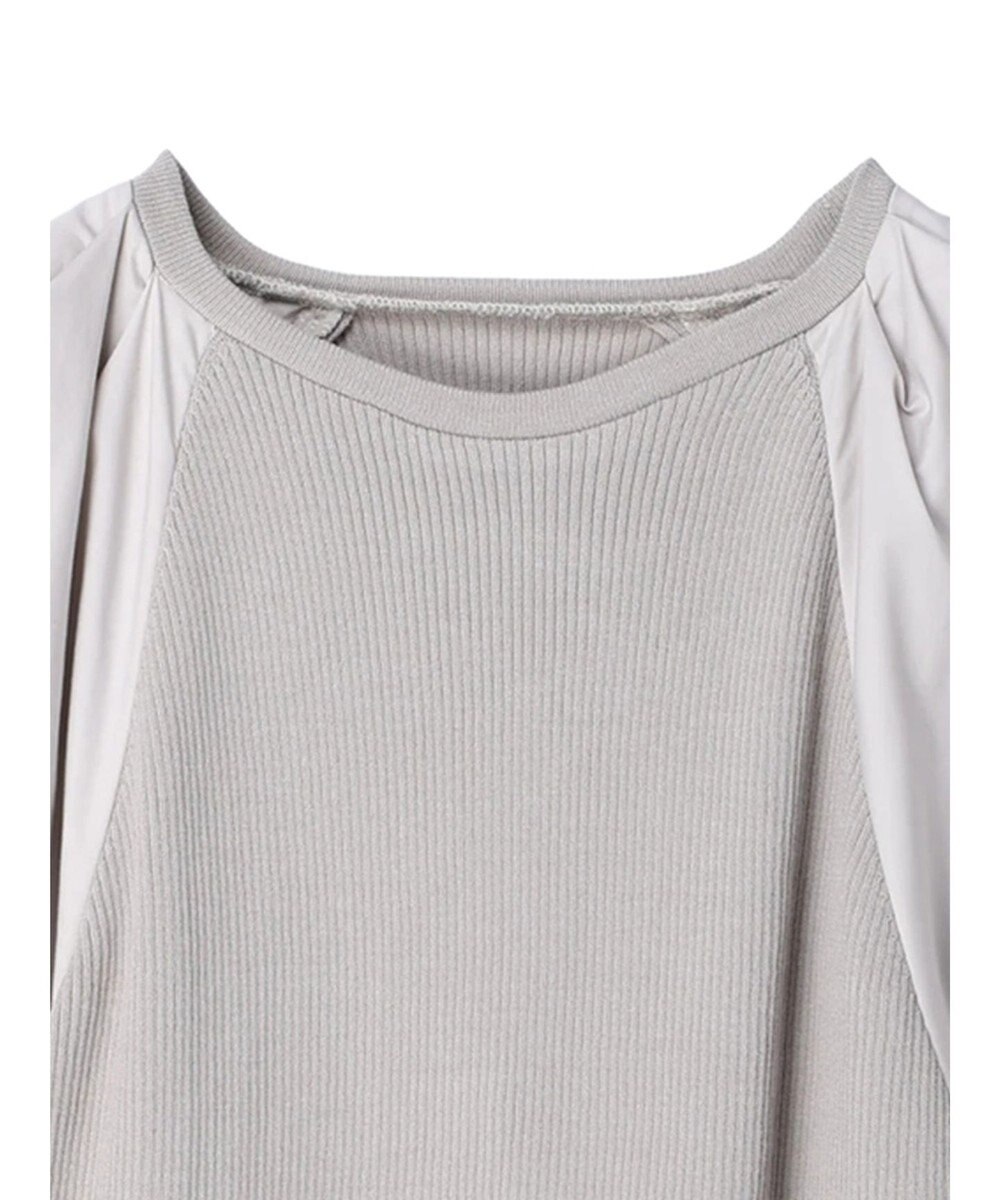 Green Parks armonia．袖布帛ニットプルオーバー 