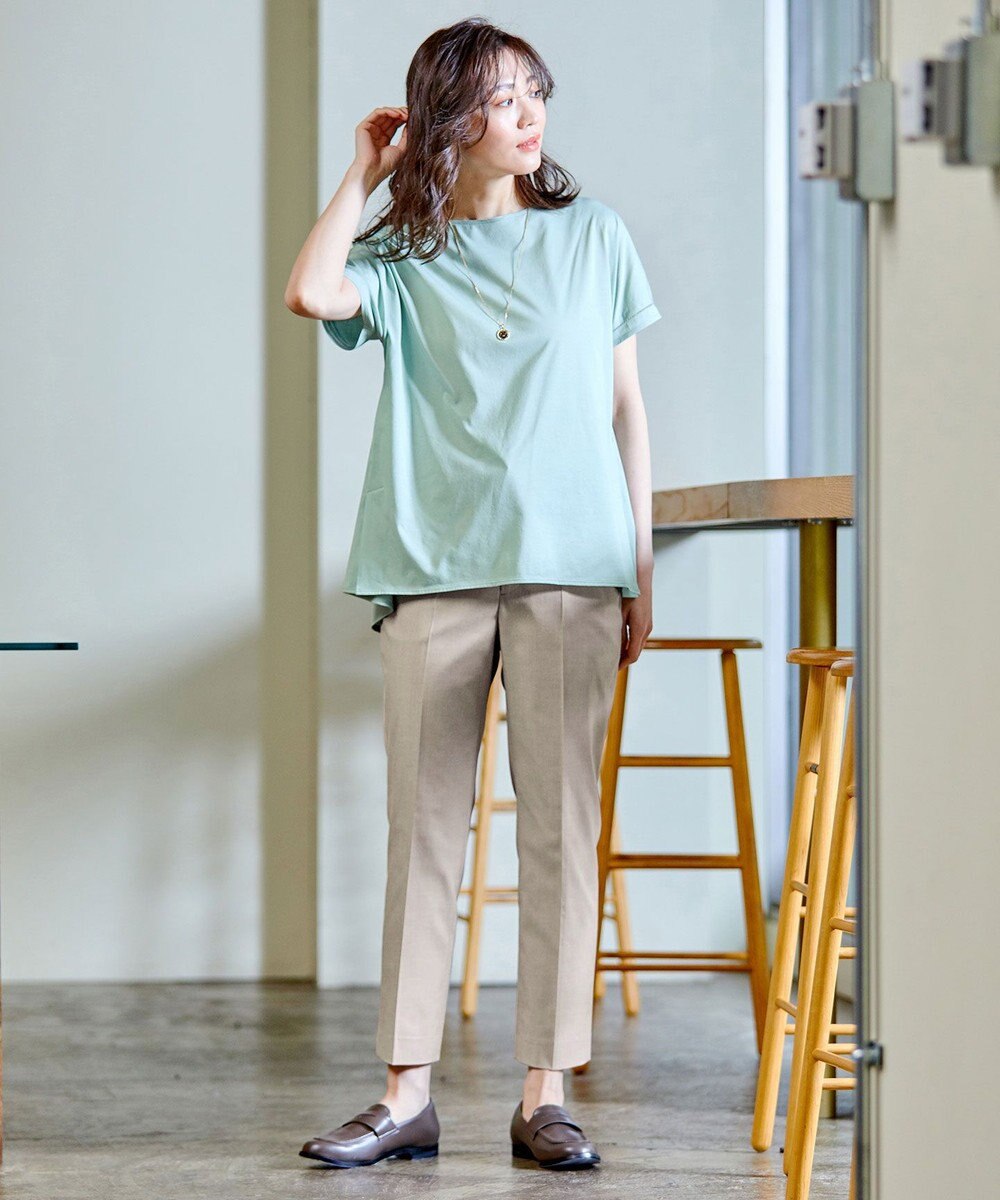 J.PRESS LADIES 【洗える・撥水・防汚】コットンFITTYシャーク テーパード パンツ 