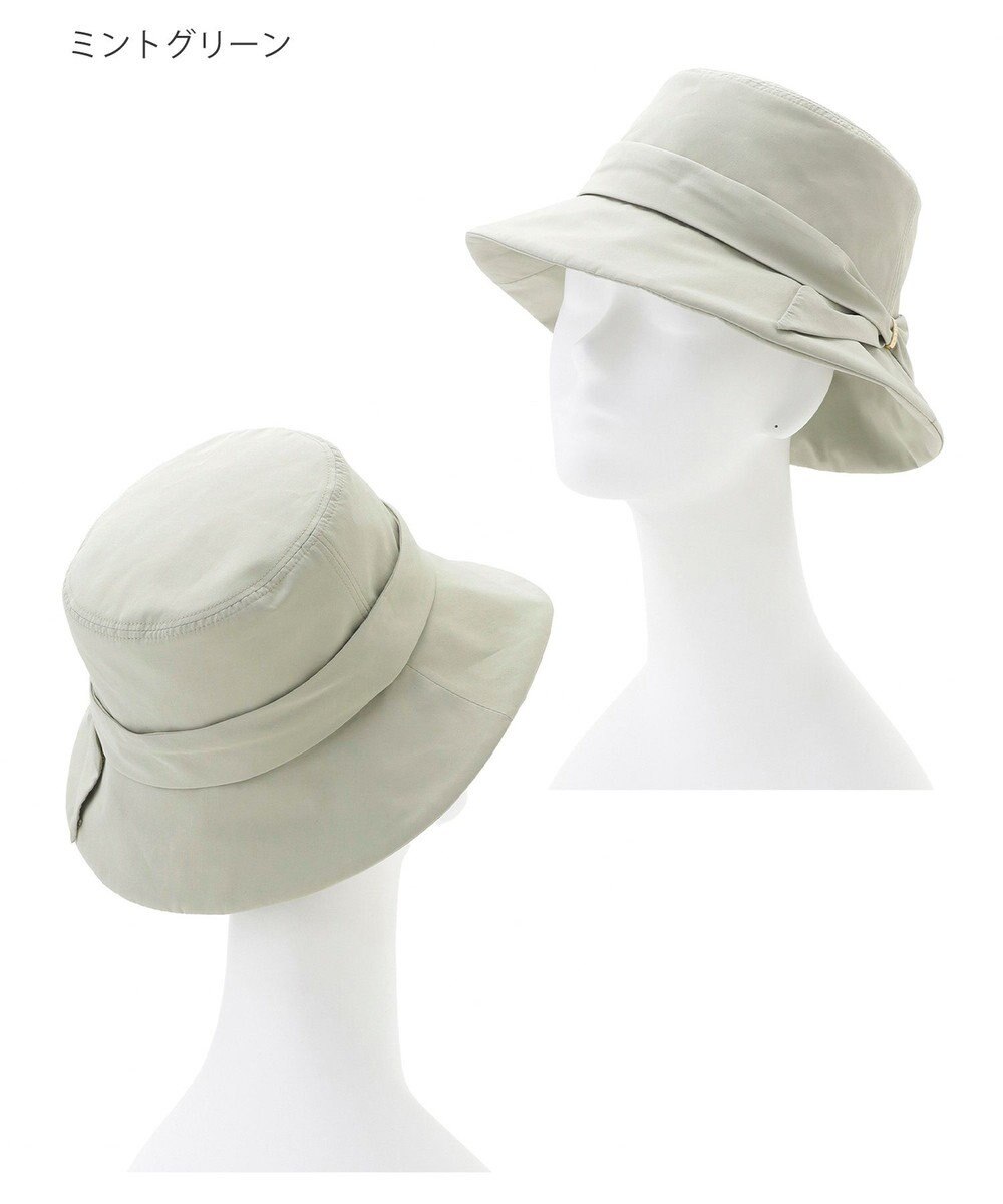 MOONBAT 【遮光100％・遮熱】FURLA(フルラ)リボン巻きダウン ハット 帽子 ロゴチャーム サイズ調整 撥水性 