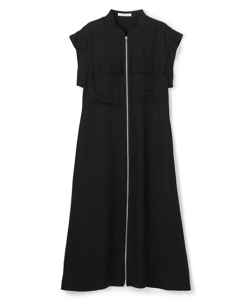 BEIGE， BERNARD / リネン混 フロントジップ スタンドカラードレス 